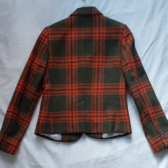 Women's Green and Orange Plaid Jacket - Picture 3 of 8